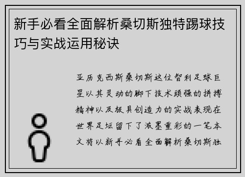 新手必看全面解析桑切斯独特踢球技巧与实战运用秘诀